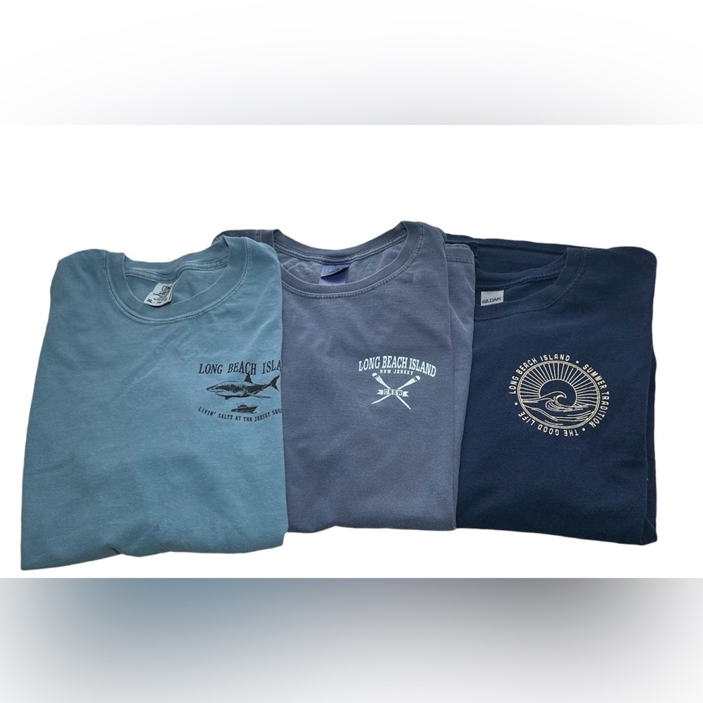 Men’s LBI Tee 3 T-Shirts XL Long Beach Island NJ New Jersey Short Sleeve Cotton